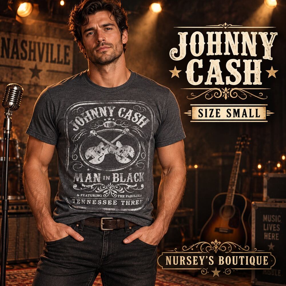Johnny Cash Man in Black Tennessee Three Graphic Tee Small Charcoal